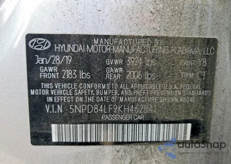 2019 Hyundai Elantra Sel из США, поврежденный, VIN 5NPD84LF9KH462841